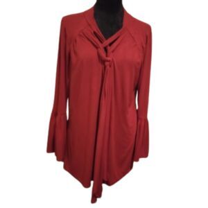 A.Z.I., New York, Women's Size Medium Red Blouse with Bell Sleeves